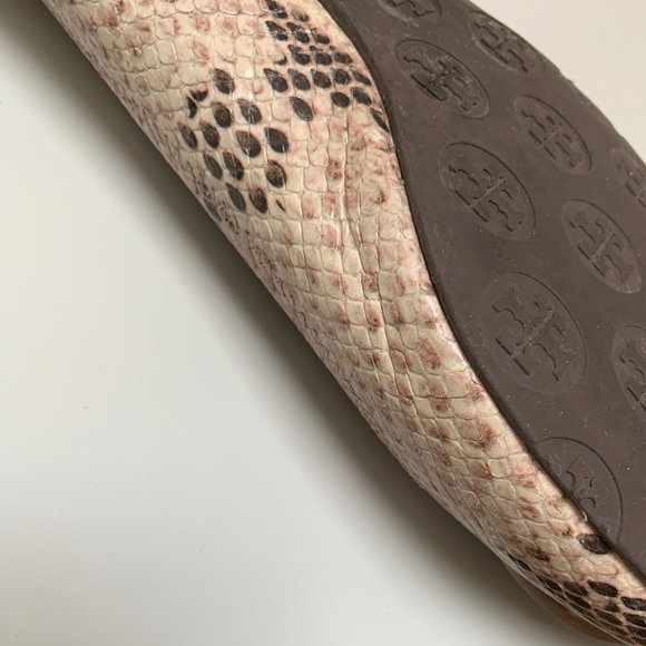 Tory Burch Snake Embossed Leather Ballet Flats - Picture 8 of 9